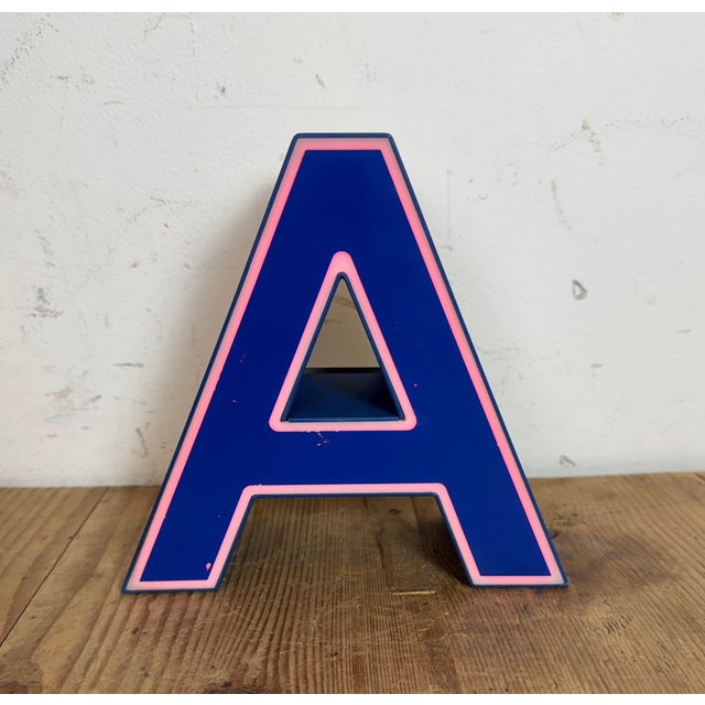 Vintage Blue Plastic Illuminated Letter A, 1970s For Sale - Image 12 of 15