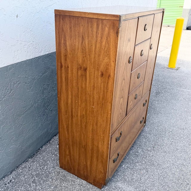 Thomasville Vintage Huntley Campaign Highboy Dresser by Thomasville For Sale - Image 4 of 12