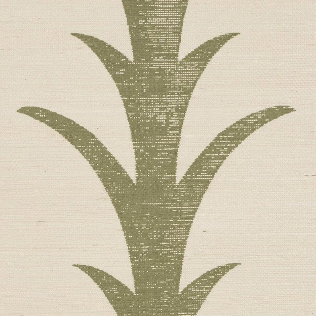 Contemporary SAMPLE - Schumacher x Celerie Kemble Acanthus Stripe Sisal Wallpaper In Olive For Sale - Image 3 of 4