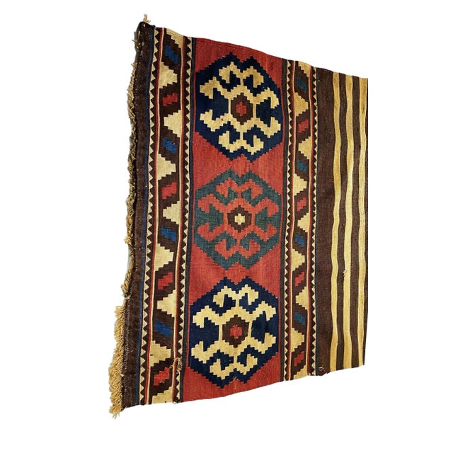 Antique and Rare Tribal Caucasian Kuba Kilim 5'92" by 3'08" For Sale - Image 4 of 7