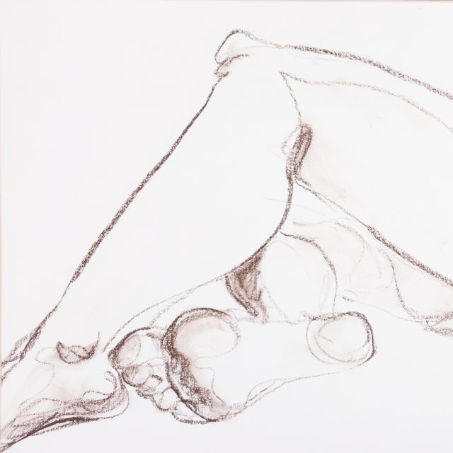 Reclining Nude in Conte - V. Morgan, C. 1980 For Sale - Image 4 of 12