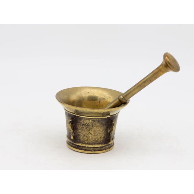 Early 20th Century Antique Vintage Brass Mortar and Pestle For Sale - Image 5 of 8