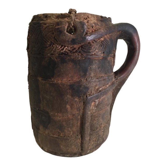 Antique Nepalese Carved Wooden Vessel For Sale