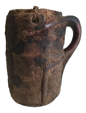 Antique Nepalese Carved Wooden Vessel