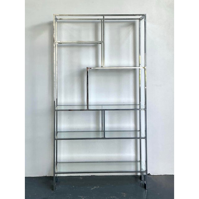 Chrome Vintage Polished Chrome Etagere After Milo Baughman For Sale - Image 8 of 12
