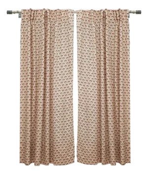 Fabdivine Bohemian Coloured Linen Floral Block Printed Curtain Size 54"Wx29"L - Juju Flower