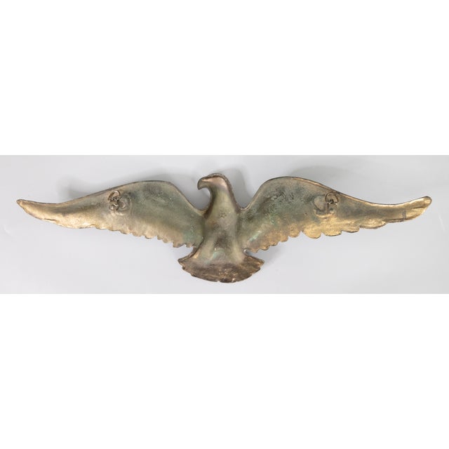 Vintage Federal American Brass Eagle Hanging Wall Plaque For Sale - Image 4 of 6
