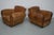 French Cognac Moustache Back Leather Club Chairs, 1940s, Set of 2 For Sale - Image 11 of 18
