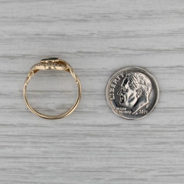 Metal 0.65ctw Blue Sapphire Diamond Ring 14k Yellow Gold Size 6.5 For Sale - Image 7 of 8
