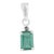 Emerald & Diamond Prong Pendant in 925 Sterling Silver For Sale