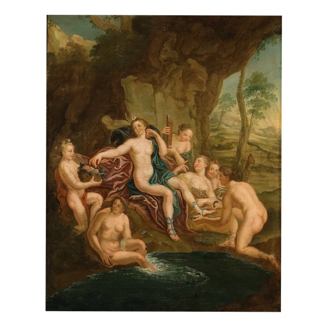 Circle of Antoine Coypel, Diana Bathing with the Nymphs, 1720, Oil on Canvas For Sale