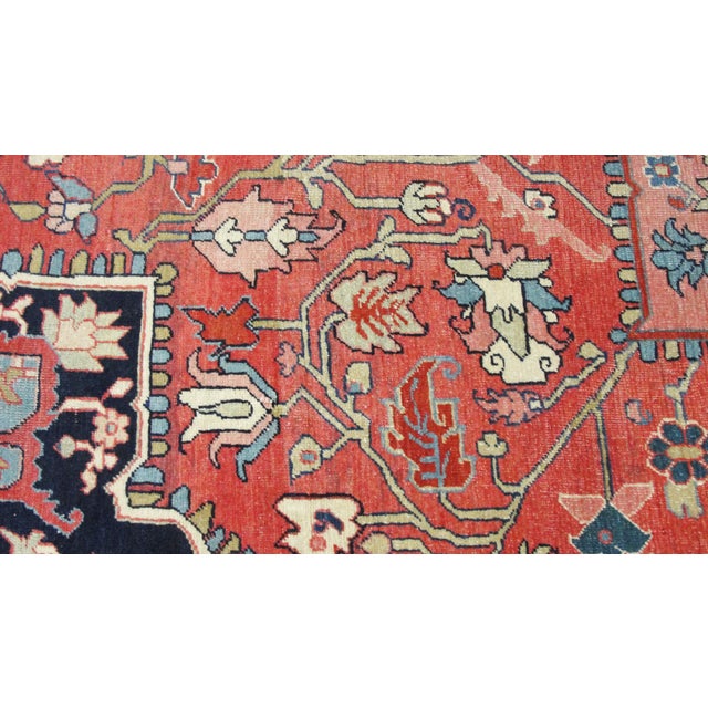 Antique Persian Serapi Carpet, 8'9" × 10'2" For Sale In Chicago - Image 6 of 9