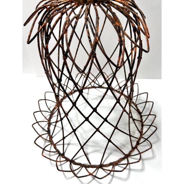 1970s 1970s Metal Wire Pedestal Planter Basket With Flower Petal Detail For Sale - Image 5 of 7