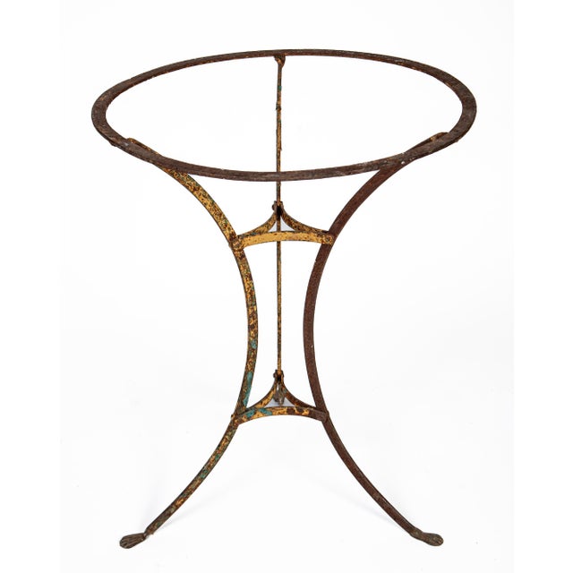 Antique Iron Garden Table, Arras, France, circa 1900. Iron base with original weathered paint and cast paw feet. Opaque...