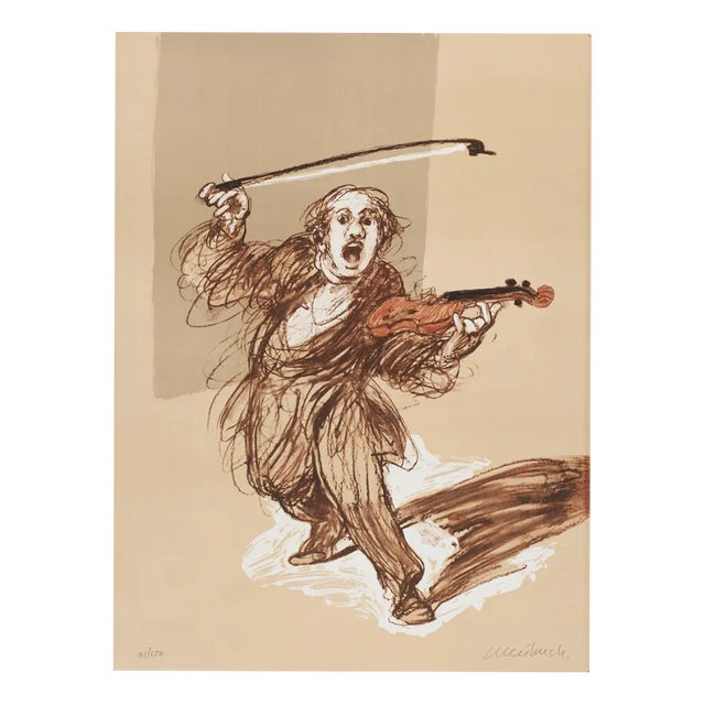 Claude Weisbuch, L’Archet Rebelle, Original Hand Signed Lithograph For Sale