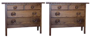 Rustic Oak Chests of Drawers, 1960s, Set of 2