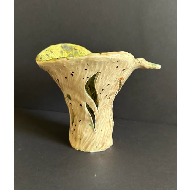 Support an Artist! Hand Made Monstera Leaf Ceramic Vase Artist Signed For Sale - Image 4 of 7