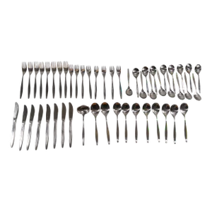 Mid-Century Wmf Flatware Setting for 8 Cromargan Atlanta-Motion Pattern, 51 Pieces