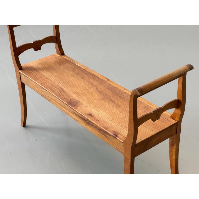 Biedermeier-Style Cherrywood Bench, 1930s For Sale - Image 6 of 13
