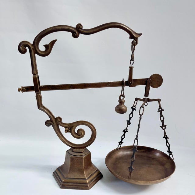 Metal Large Antique Art Nouveau Farm House Style Apothecary Scale For Sale - Image 7 of 14