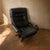 Scandinavian Black Leather Swivel Lounge Chair with Bentwood Frame, 1970s For Sale - Image 3 of 10