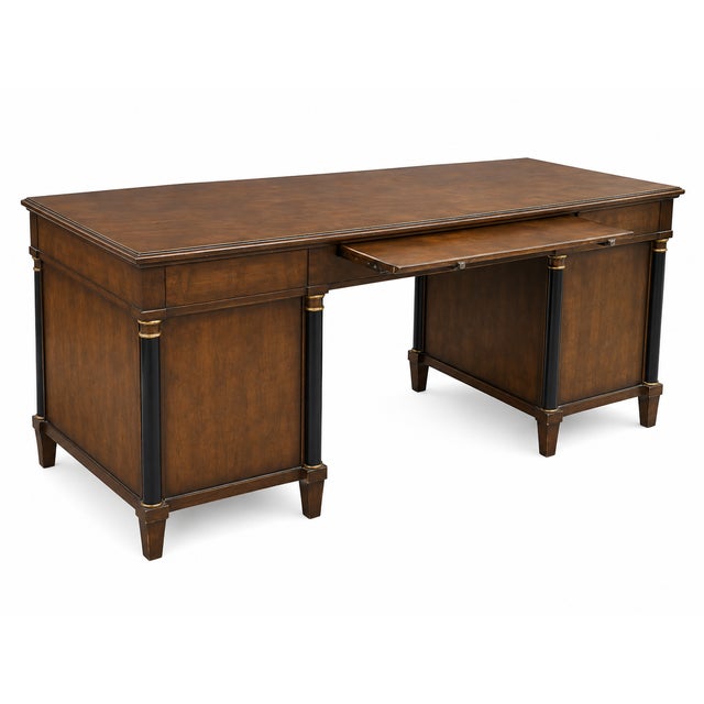 Neoclassical Baker Neoclassical/Biedermeier Style Double-Pedestal Office Desk For Sale - Image 3 of 6