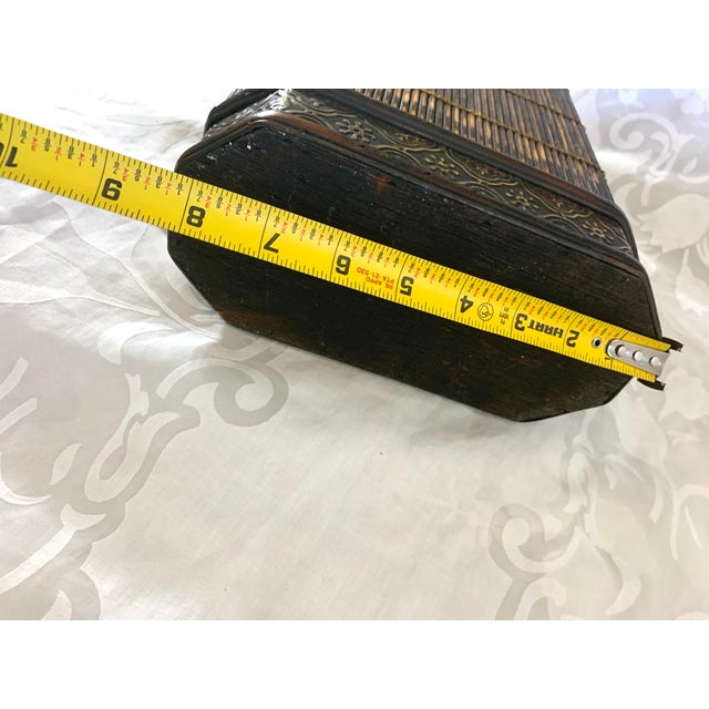 Mid 20th Century Vintage Rustic Primitive Storage Canister Jars Bamboo Metal With Hinged Lid and Top Handle For Sale - Image 12 of 12