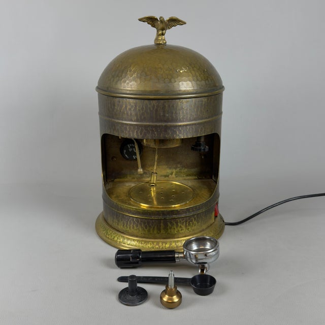 Vintage Espresso Coffee Machine in Hammered Brass by Victoria Arduino, 1950 For Sale - Image 5 of 14