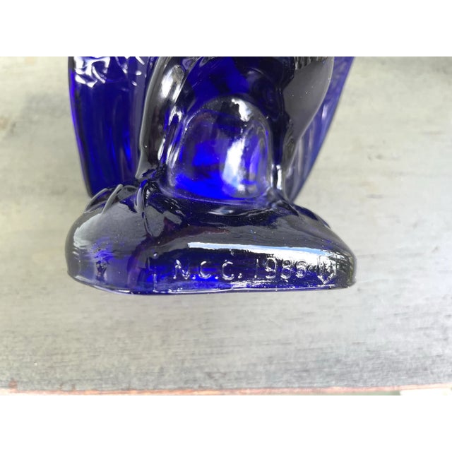 1980s Mosser Cobalt Blue Art Glass Bald Eagle Figurine/Paperweight For Sale - Image 4 of 8