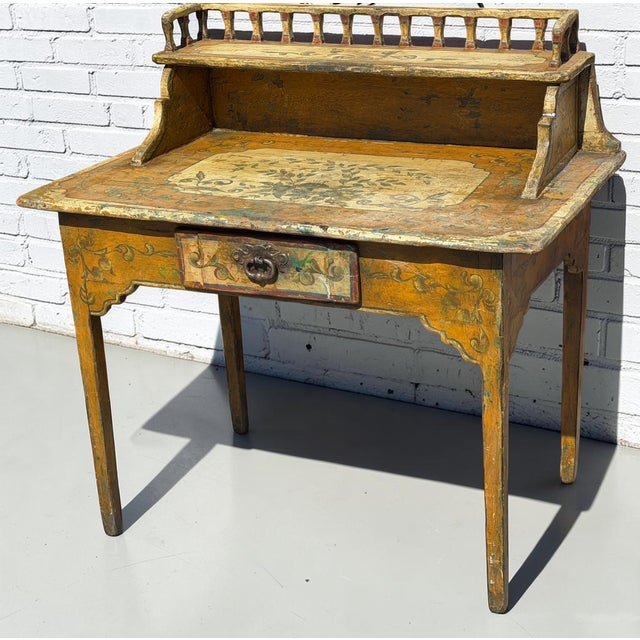Antique Italian Paint Decorated Writing Table Desk For Sale - Image 4 of 6