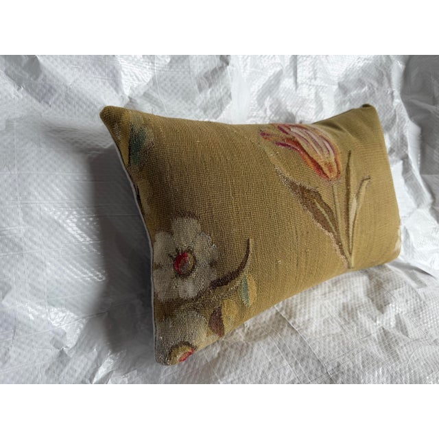 French Aubusson Tulip Decorative Pillow, Circa 1850 For Sale - Image 4 of 7