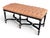1960s Louis XVI Style Ebonized Bench With Tufted Coral Jacquard Upholstery For Sale - Image 4 of 10