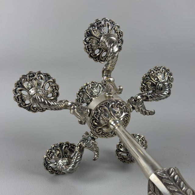 Empire Style Silver-Plated Bronze 6-Light Candelabras, 20th Century, Set of 2 For Sale - Image 9 of 15