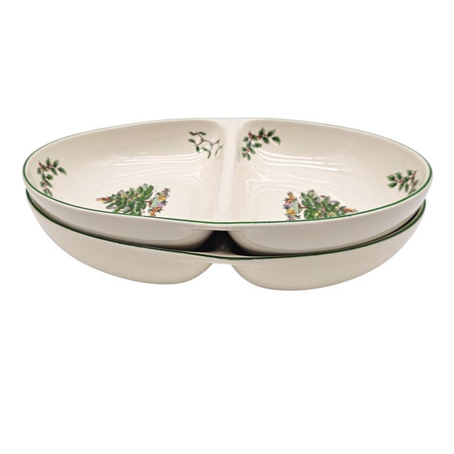A classic pair of divided serving dishes from Spode, featuring the enduring Christmas Tree pattern first introduced in...