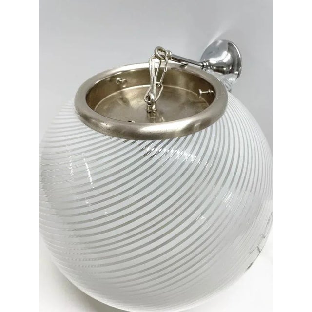Mid-Century White and Crystal Murano Glass Reticello Light by Mario Botta for Venini, 1970s For Sale - Image 17 of 18
