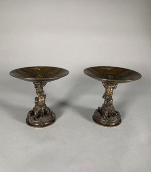 Christophe Fratin (1801-1864) Pair of Bronze Cups with Bears