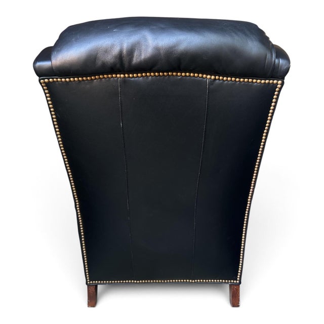 Hancock & Moore Deep Navy Blue Leather Wingback Armchair With Ball and Claw Feet For Sale In Los Angeles - Image 6 of 9