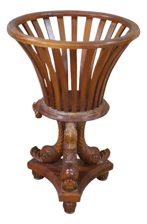 Late 20th Century Maitland-Smith Regency Style Mahogany Carved Dolphin Jardinière Plant Stand