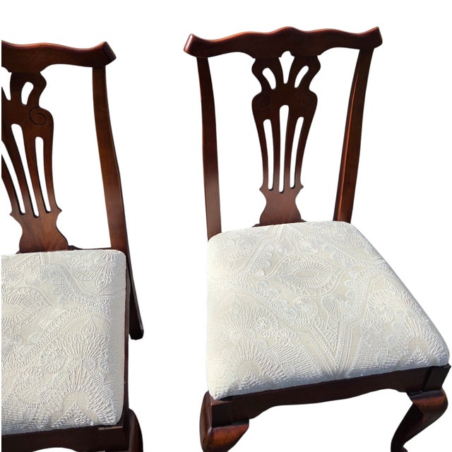 Red 1990s 2 Pennsylvania House Cherry Dining Room Armchairs Chippendale Sheild Back For Sale - Image 8 of 14