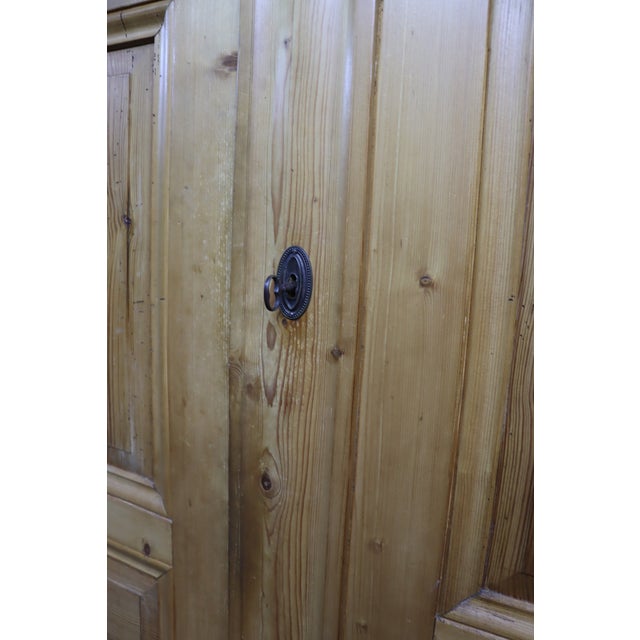Antique Pine Armoire With Paneled Doors For Sale - Image 10 of 16