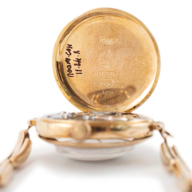 Gold Antique Rolex 1920s Manual Winding 26mm 15k Yellow Gold Ladies Watch For Sale - Image 8 of 10