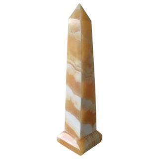 Vintage 1980s Egyptian Yellow Marble Obelisk For Sale