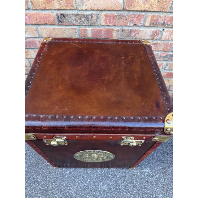 This is a English officer's campaign trunk. Leather and brass dating to the late 20th century, circa 1990. Superb...