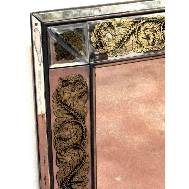 Maison Jansen (Atrib.) Eglomise Gilt Neoclassical Floral Trellis Jeweled Mirror For Sale - Image 14 of 18