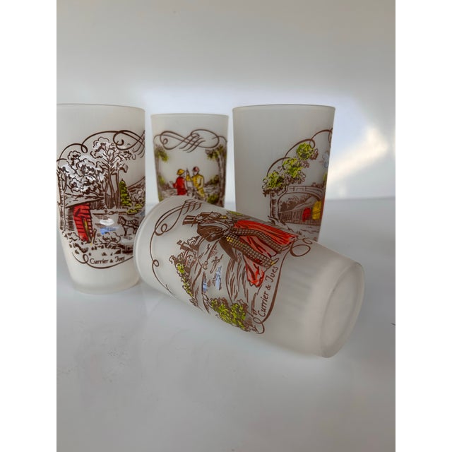 1950's Currier & Ives "Americana" Frosted Glass Tumblers -Set of 6 For Sale - Image 11 of 12