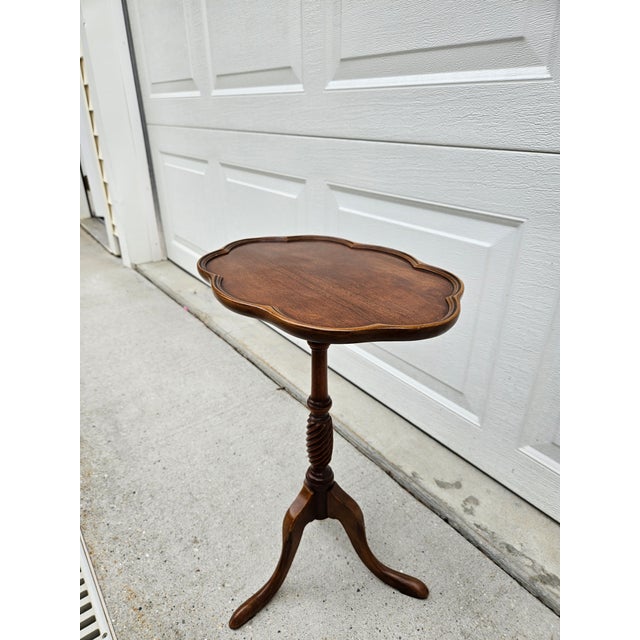 Mid 20th Century Brandt Mahogany Oval Side Table Candle Stand For Sale - Image 5 of 12