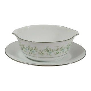 Vintage Mid-Century Modern Noritake "Savannah" Gravy Boat With Attached Underplate For Sale