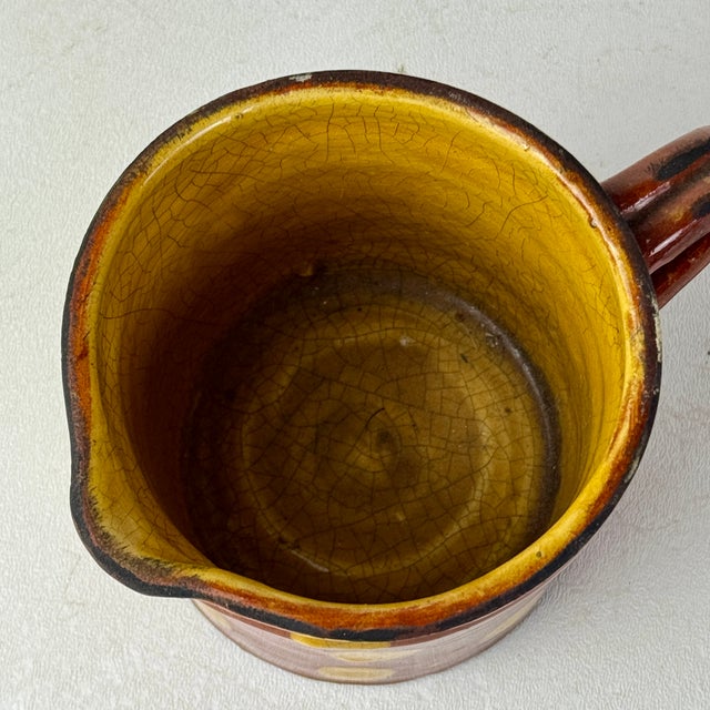 Late 19th Century Antique 19th Century French Hand Painted Polkadot Pitcher in Caramel Brown, 4" H For Sale - Image 5 of 9