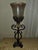 DecMode 30" Scroll Brown Uplight With Beige Glass Shade - a Pair For Sale - Image 4 of 6