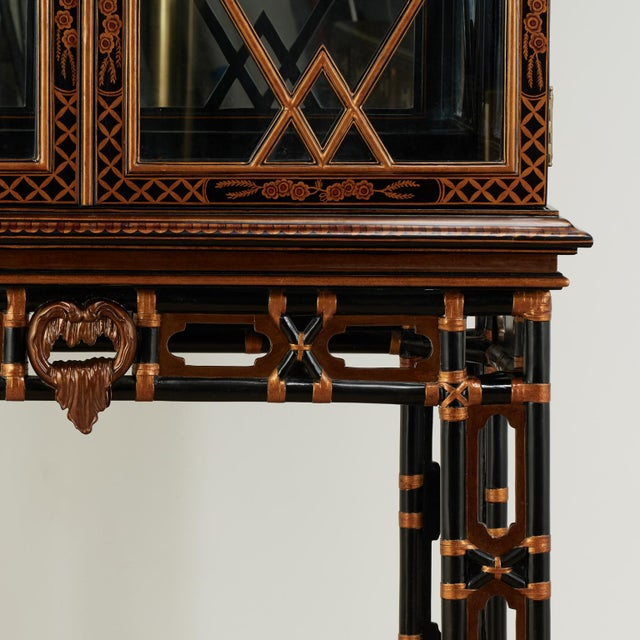 Vintage Chinese Chippendale Style Pagoda Glass Front Cabinet on Stand by Maitland Smith For Sale - Image 9 of 18